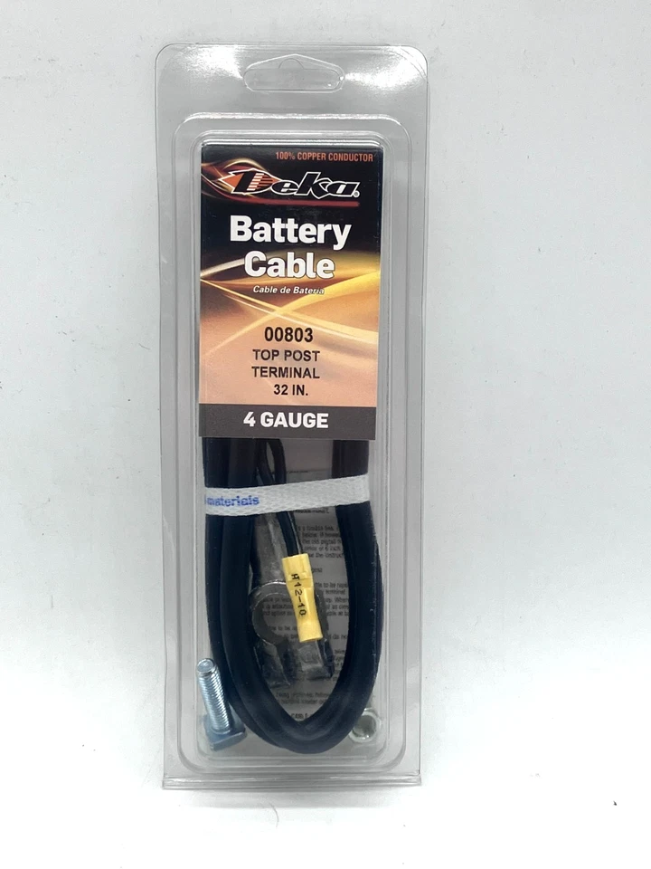 32" Top Post Negative Battery Cable 4 Gauge + 4" Auxiliary 12 Gauge Lead USA - Image 1 of 3