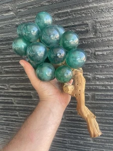 RARE Vintage MCM LUCITE ACRYLIC Green Grapes on Driftwood Large Cluster - Picture 1 of 5