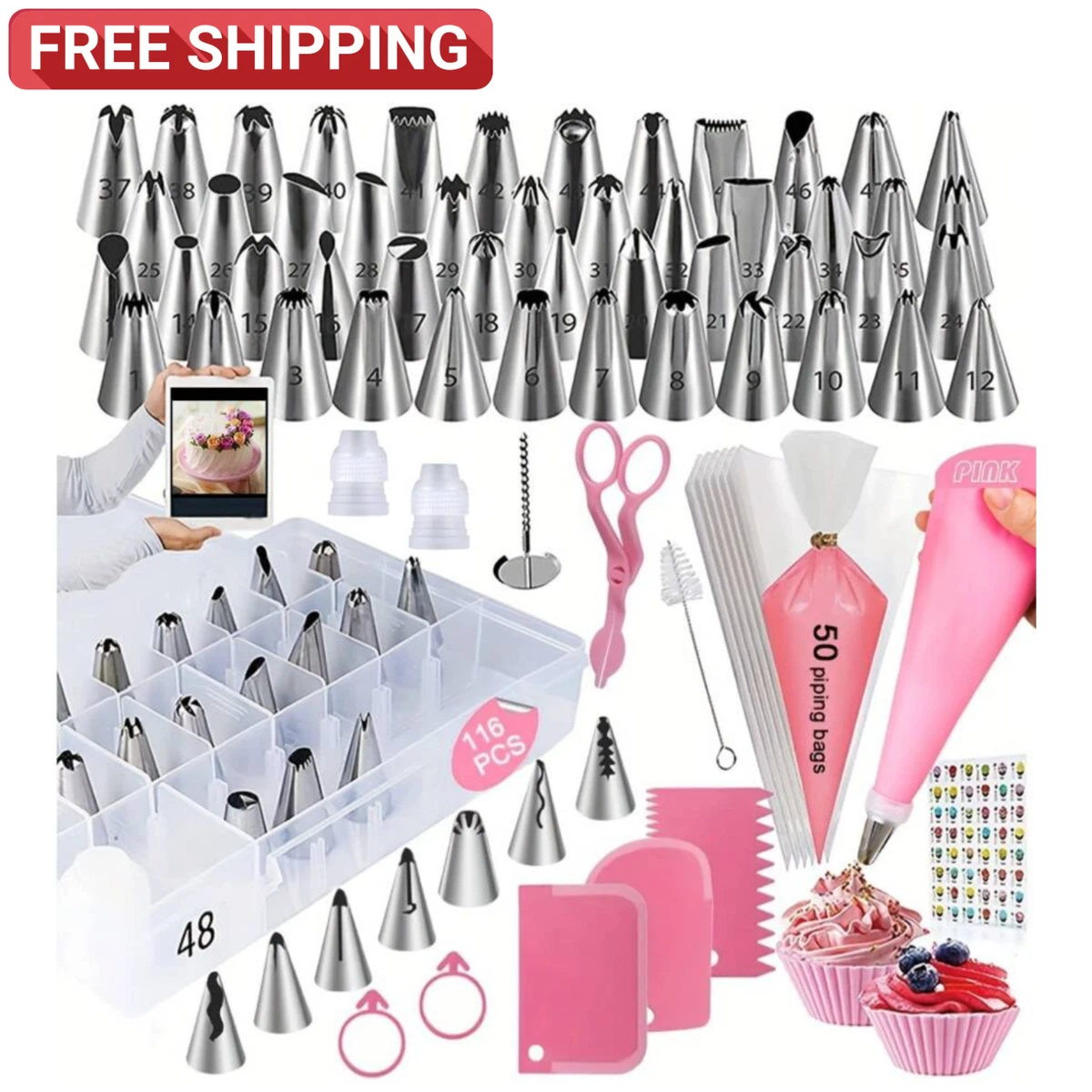Spritztüllen-Set Für Kuchendekoration – 9-teilig, Edelstahl, Inkl. 1M, 2F, 2D Formen, Für Buttercreme & Zuckerguss