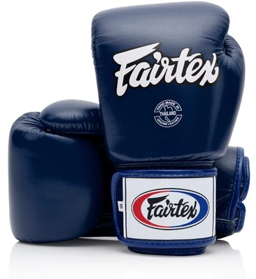 Fairtex 16 Oz Blue Boxing Gloves Premium Leather Ergonomic Fit Handmade Thailand - Image 1 of 4