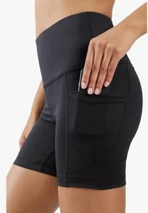 Pantalones cortos de bicicleta VELOCITY para mujer de tiro alto negros con bolsillos entrepierna de 7" talla M nuevos - Imagen 1 de 4