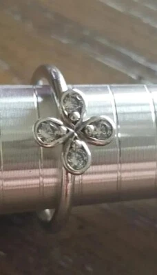 New Authentic Pandora Sterling Silver Flower CZ Ring  197967CZ- Sz.7 (54) - Image 1 of 3