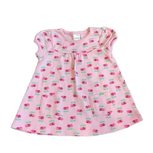 Baby Girls 3M 3 Months Pink Short Sleeve Cherries Dress with Matching Bloomers - Picture 1 of 2