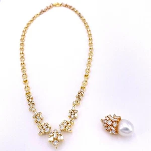 Diamonds & 18K Yellow Gold Necklace with Pearl Enhancer - Picture 1 of 11