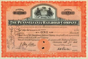 Vintage Stock Certificate Pennsylvania Railroad Train RR Locomotive 1950's - Picture 1 of 1