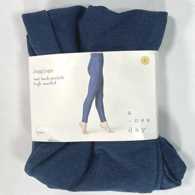 A New Day Jeggings Mujer Pequeños Azul Oscuro Elastizados Cintura Alta Bolsillos Traseros Foto 1 de 4