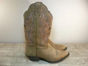 Tony Lama 3R #RR5003L Sorrel Bridle Brown Leather R Toe Cowgirl Women's Boots 7 - Picture 1 of 9
