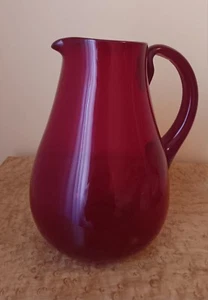 Vintage Handblown Ruby Red Glass Water Pitcher - Picture 1 of 4