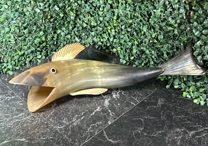 MID-CENTURY MODERN MODERNIST GESCHNITZTER WAL / FISCH SKULPTUR HOLZSCHNITZEREI 15" - Bild 1 von 10