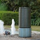 44" Large Round Green Ribbed Tower Water Fountain Cement Outdoor Bird Feeder