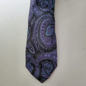 Michael Strahan Collection Men's Necktie Black & Purple Paisley Silk 56" NEW TIE - Picture 1 of 5