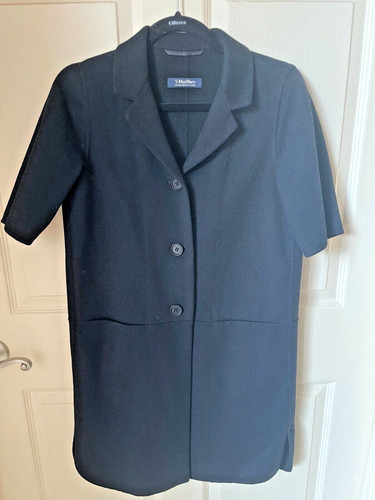 CHANEL Autentico Cappotto morbido S Max Mara lana nera maniche corte taglia US 4