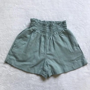 Wonder Nation Girls Green Linen Elastic Smocked Waist Shorts S (6-6X) Waist 19" - Picture 1 of 11