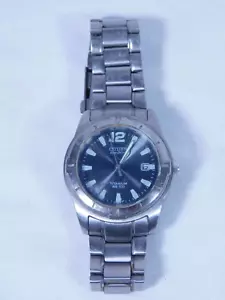 Citizen Eco-Drive Titanium E111-K003601 WR 100 Gents Watch Luminous ~ Working - Picture 1 of 13