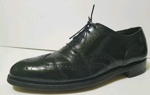Vintage Classic Black BOSTONIAN Brogue Wingtip Oxfords 10 C/A Shoes Made in USA - Picture 1 of 12
