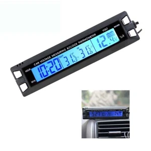Car Temperature Clock Dashboard LCD Screen Voltage Alarm Thermometer Voltmeter - Picture 1 of 11