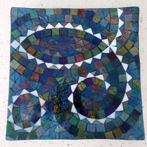 VTG Studio K Kathleen Ash 1997 Fused Iridescent Glass Dish 8.75" Mosaic - Picture 1 of 4