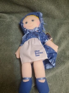 MUÑECA DE TELA SUE MANTEQUILLA EXTENDIDA CAPÓ AZUL DAKIN VINTAGE Publicidad 11" Nabisco - Imagen 1 de 5