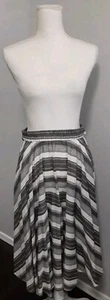 Flint & Moss New York Womens White Gray Stripes Midi Skirt Size S/P - Picture 1 of 6