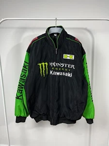 Monster Energy Kawasaki Racing Bomber Jacket XXL Moto Style Bridgestone Logos - Picture 1 of 12