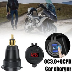 Dual USB Ladegerät DIN Stecker Sockel Adapter Motorrad DURABLE BEST - Picture 1 of 12