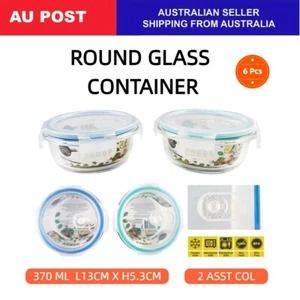 6 X 370ML Glass Round Food Container Meal Lunch Meal Kitchen Storage Container - Picture 1 of 8