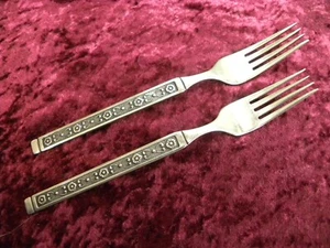 HACIENDA Black Accent 2 Dinner Forks Gorham G Stainless - Picture 1 of 3