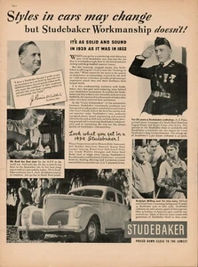 1939 Studebaker Car Auto Automobile Vintage Print Ad Quality Workmanship Legion - Picture 1 of 8