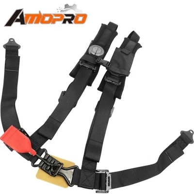 For Polaris 4 Point 2" Padded Black Harness Seatbelt w/ Phone Pocket A114220 NEW - Image 1 of 4