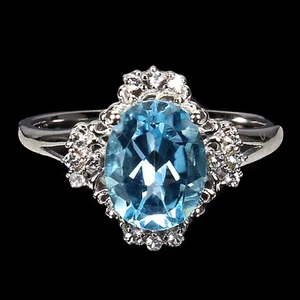 925 Sterling Silver Ring Oval Sky Blue Topaz 9x7mm Gemstone Jewelry Size 8 - Picture 1 of 13