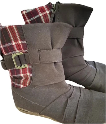 Botines Patagonia Marrón/Rojo a Cuadros con Hebilla de Latón talla 8.5, 39.5 Foto 1 de 4