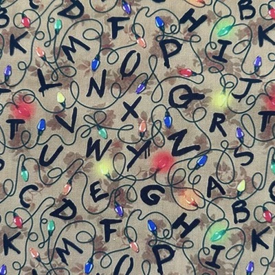 Stranger Things Christmas Lights Halloween Horror Poly Cotton Fat Quarter - Image 1 of 3