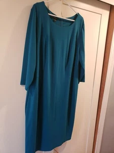 Vestido recto turquesa Talbots para mujer talla 20W cremallera trasera mangas 3/4 - Imagen 1 de 11
