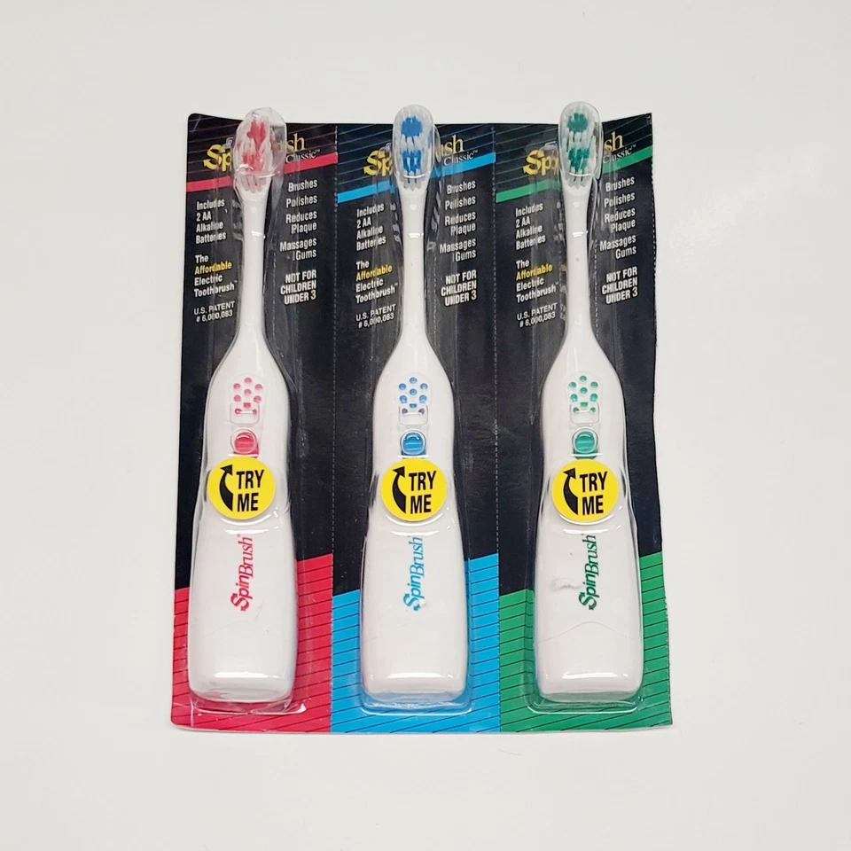 3 Pack Vintage Dr Johns Spinbrush The Original Spin Brush Electric Toothbrush - Image 1 of 3