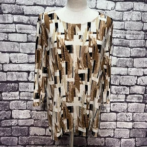 Blusa cuello redondo negra y marrón de la colección JM talla XXL - Imagen 1 de 8