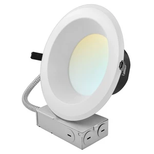 LUXRITE 8" LED Recessed Light J-Box 5CCT 16/24/30W Dimmable 1800/2700/3500LM - Picture 1 of 7