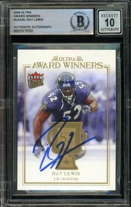 2006 Fleer Ultra Award Winners #UAA-RL Ray Lewis Ravens BGS Auto 10 - Picture 1 of 2