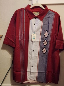 Royaura Hawaiian Short Sleeved Shirt Men's XL Deep Red NWT - Picture 1 of 2