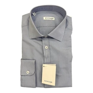 Camisa deportiva para hombre SIVIGLIA manga larga cielo azul cielo algodón ¡NUEVA ETIQUETA! - Imagen 1 de 7