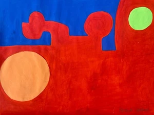 Patrick Heron Abstract Original Pop Bright Colours Painted Orange Green Red A67 - Picture 1 of 7