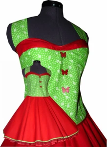  Vestido de baile estilo años 50 enagua verde rojo con rosas pequeñas talla 40 - Imagen 1 de 5
