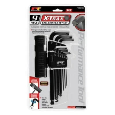 9pc Performance Tool Ball End Hex Allen Key Wrench Set T-Handle Extractor SAE - Image 1 of 4