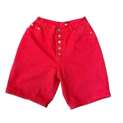 Vintage Women's Gitano Size 13/14 Red Button-Up High-Waist Shorts 1980’s - Image 1 of 4