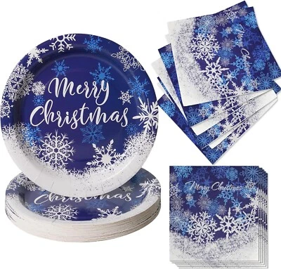 Набор снежинок Deep Blue Merry Christmas (тарелки, салфетки) - Изображение 1 из 3