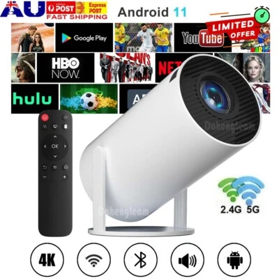 Mini Portable Smart LED Projector For Android 11 5G Bluetooth Wifi Home Theater - image 1 of 4
