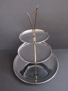 Vintage Kromex Modus abgestuftes Leckerbissen Tablett Servieren 3 Ebenen Chrom 16" MCM Neu in Box - Bild 1 von 4