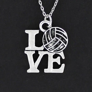 LOVE VOLLEYBALL Halskette nur an Kette oder Anhänger - Zinn Ball Sport Team Strand - Bild 1 von 6