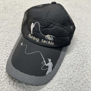Long Bill Fishing Hat Cap Mens One Size Strapback Tackle Emrboidered Black - Picture 1 of 8