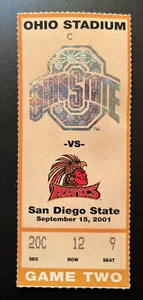 Ohio State vs San Diego State Football Ticket Stub 9/15/2001 Game Two - Picture 1 of 2