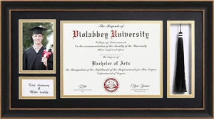 Black Diploma Frame with Tassel Holder for 8.5X11 Certificates Document and 4X6 - Picture 1 of 12
